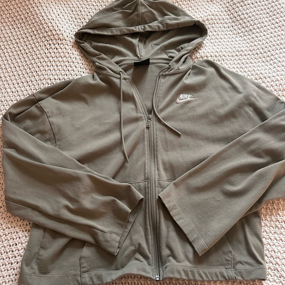 Nike Olive Green Zip-Up Hoodie